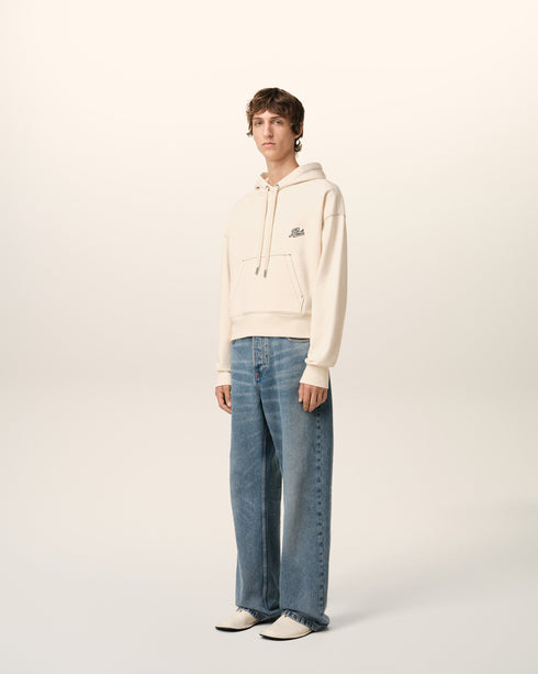 AMI PARIS Beige Cotton Hoodie Ami Signature Unisex Apparel